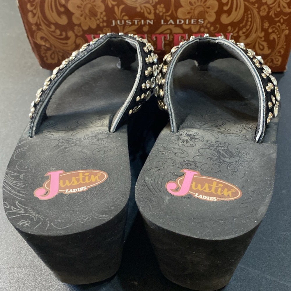 Justin Ladies Western Black Roxy Shoe; Size 8 - Picture 5 of 10